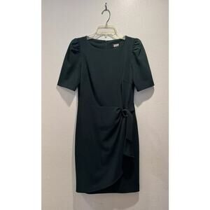DKNY Women’s Size 4 Green Faux Wrap Dress Career Work Party Short Sleeve